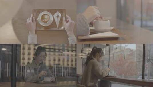 双手端咖啡托盘特写高清在线视频素材下载