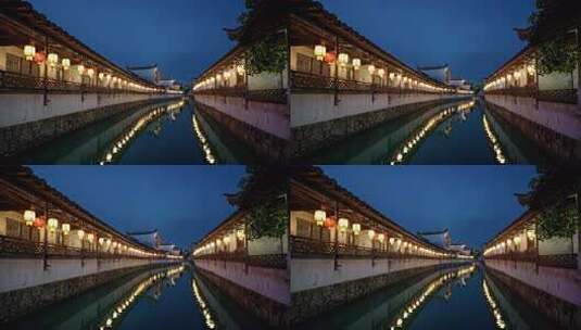 江南水乡古镇夜景高清在线视频素材下载