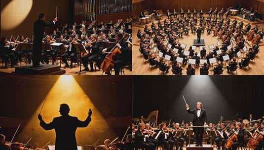 交响乐团现场 指挥家与交响乐团高清在线视频素材下载