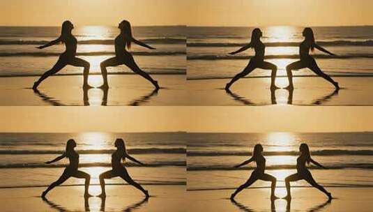 海边瑜伽健康生活方式视频高清在线视频素材下载