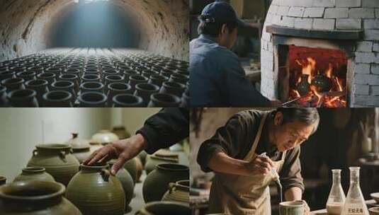 手艺人烧制陶瓷素材会理绿陶高清在线视频素材下载