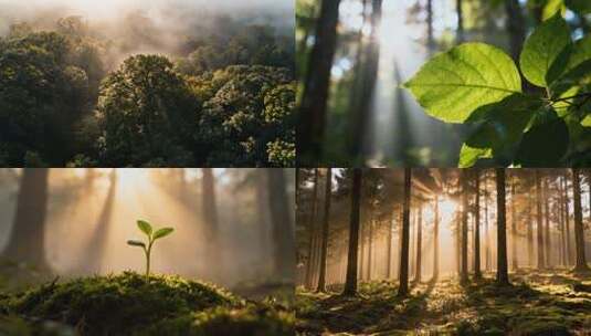 森林阳光树林航拍ai素材原创高清在线视频素材下载