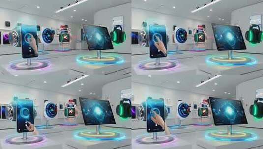 科技展厅智能电子产品展示高清在线视频素材下载