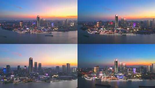 徐汇 西岸艺术中心 徐汇滨江西岸蓝调夜景高清在线视频素材下载