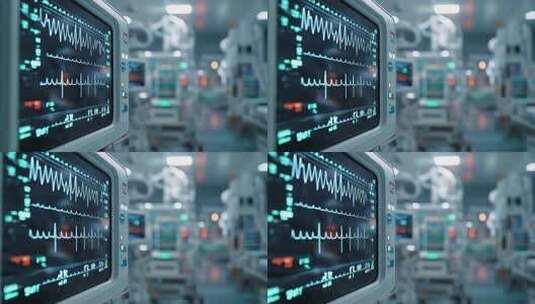 医院心电图监护仪画面高清在线视频素材下载