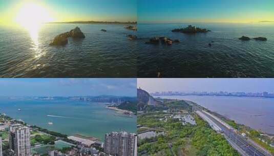 海面礁石日出全景高清在线视频素材下载