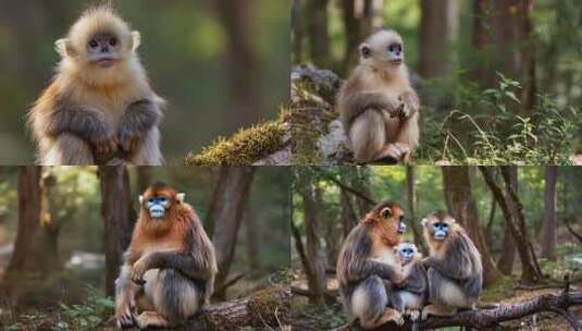 灵动可爱的金丝猴（合集）高清在线视频素材下载