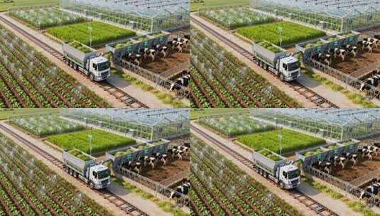 现代农业农场饲料运输与养殖高清在线视频素材下载