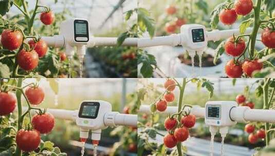 温室大棚番茄智能灌溉设备高清在线视频素材下载