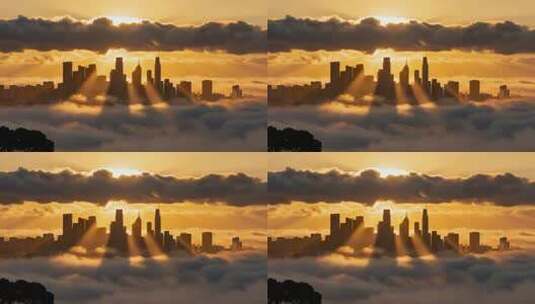 城市云海日出景观高清在线视频素材下载