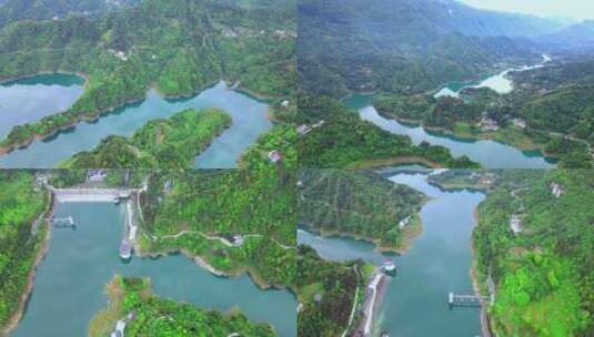 合集组镜湖泊水源地湖北车坝河水库风景航拍高清在线视频素材下载