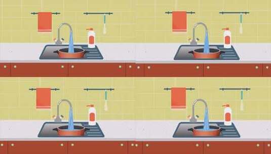 厨房里的锅装满了水4K高清在线视频素材下载