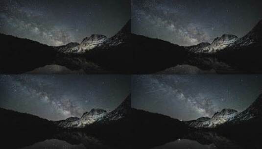 延时拍摄星湖夜空高清在线视频素材下载