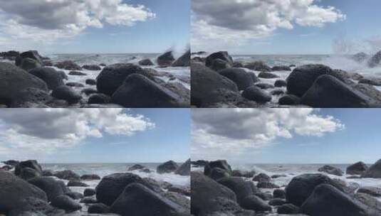 海边浪花拍打礁石高清在线视频素材下载