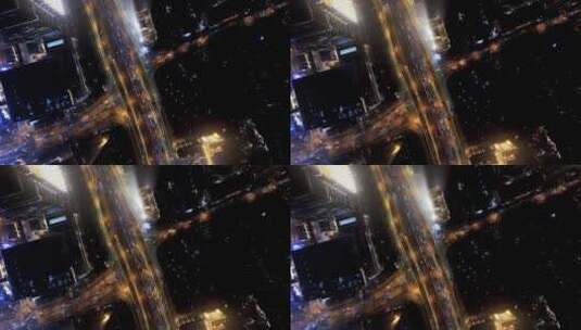 延安高架夜景航拍高清在线视频素材下载