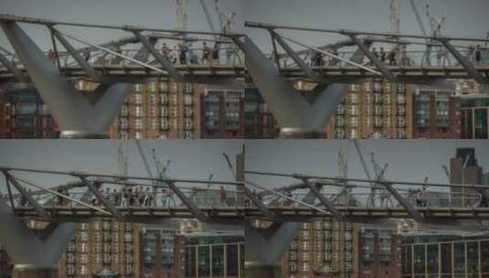 街道天桥上的行人延时摄影高清在线视频素材下载