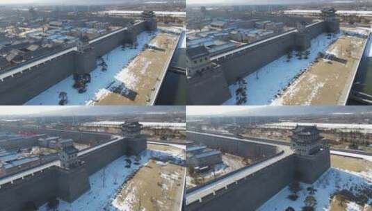 太原古县城城墙航拍高清在线视频素材下载