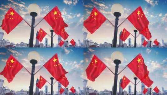 上海外景旗子高清在线视频素材下载