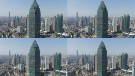 航拍武汉中银大厦高清在线视频素材下载