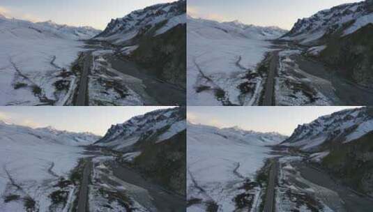 独库公路的雪山高清在线视频素材下载