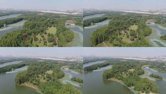 航拍湖北武汉东湖风景区高清在线视频素材下载
