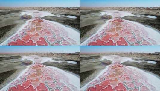 内蒙古阿拉善腾格里沙漠的粉红秘境骆驼湖高清在线视频素材下载
