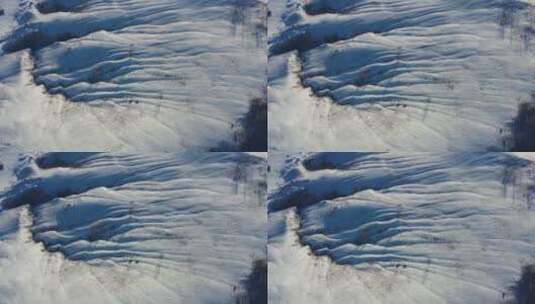 航拍大兴安岭褶皱山雪景高清在线视频素材下载