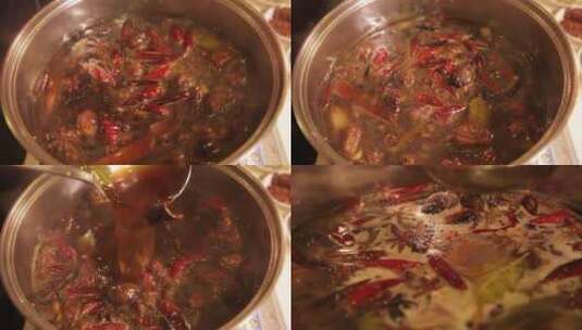【镜头合集】厨师熬制卤味底料卤肉底料高清在线视频素材下载