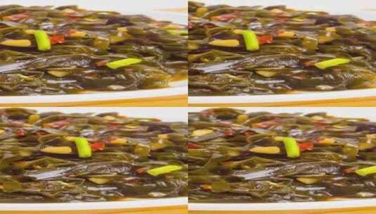 凉拌海带丝小吃4k竖版视频平移镜头高清在线视频素材下载