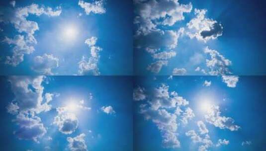 被移动的云包围的天空中灿烂的太阳高清在线视频素材下载