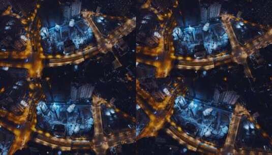 上海浦西俯拍夜景高清在线视频素材下载