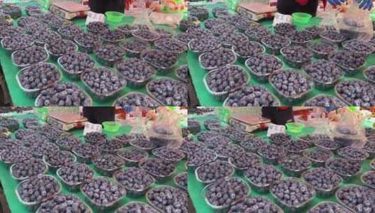 市场卖蓝莓水果摊商贩高清在线视频素材下载