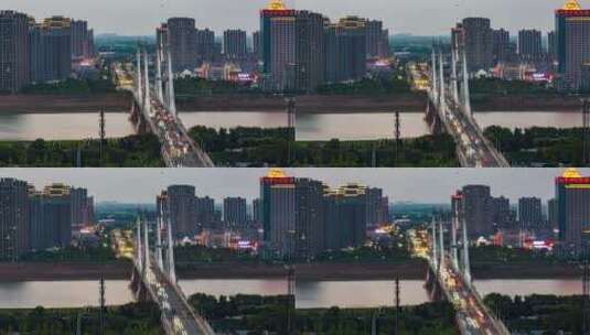 安徽蚌埠淮河解放桥夜色延时4k高清在线视频素材下载