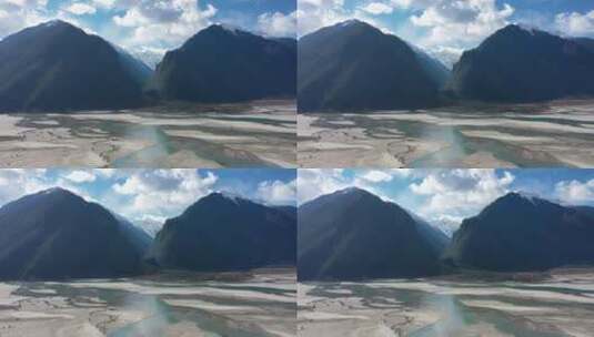 西藏林芝易贡茶场河滩航拍高清在线视频素材下载