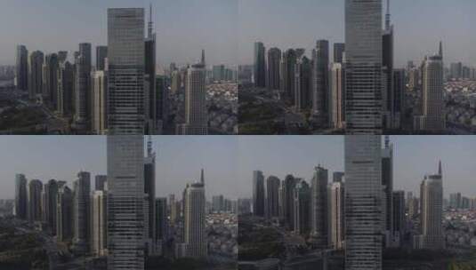 上海金融中心CBD近距离航拍高清在线视频素材下载