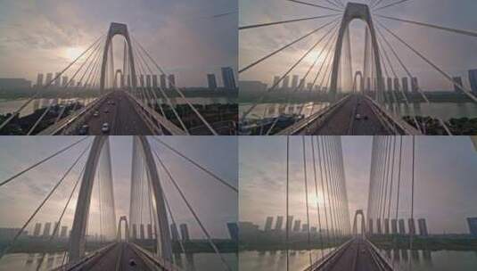 广西南宁青山大桥穿桥航拍高清在线视频素材下载