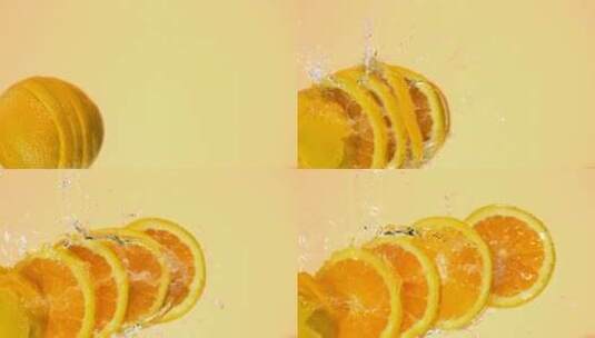 切片的橙子在水中高清在线视频素材下载