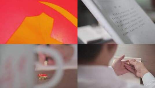 中国共产党 党员宣誓 抚摸党徽党建高清在线视频素材下载
