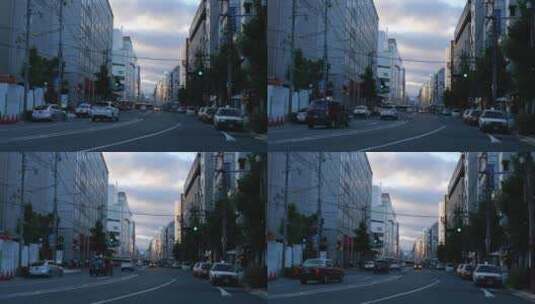 日落夕阳日本城市街头高清在线视频素材下载