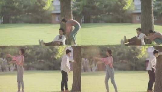 情侣在树下跳舞高清在线视频素材下载