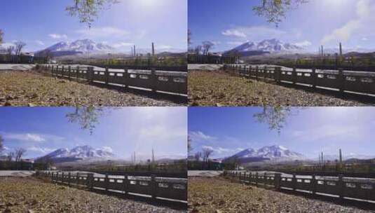 新疆雪山湖面倒映延时美景高清在线视频素材下载