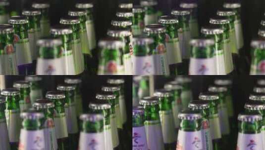酒吧啤酒瓶盖瓶特写高清在线视频素材下载