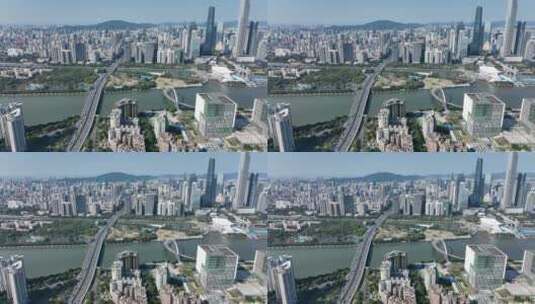 航拍广州大桥车流交通高清在线视频素材下载