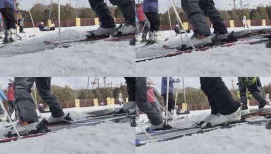 户外滑雪滑雪场滑雪的人高清在线视频素材下载
