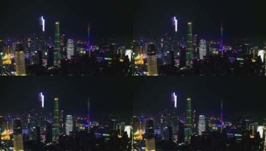 广东省广州市珠江新城CBD夜景航拍高清在线视频素材下载
