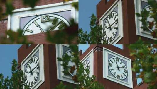 学校里钟楼的时钟高清在线视频素材下载