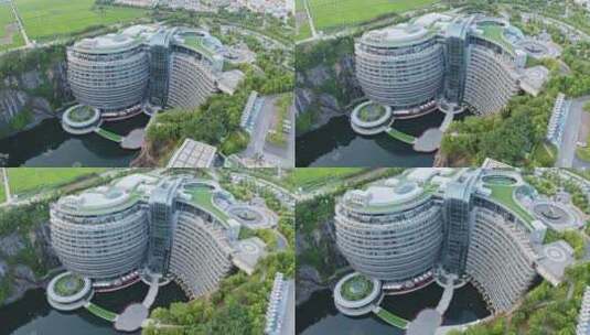 特色酒店建筑上海佘山世茂洲际酒店高清在线视频素材下载