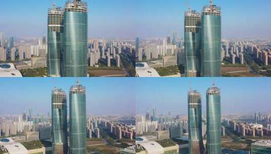 建设中的杭州之门航拍高清在线视频素材下载