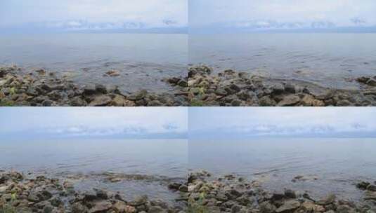 流水冲击岸边的石头高清在线视频素材下载