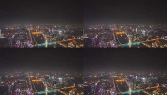 广州珠江夜景航拍高清在线视频素材下载